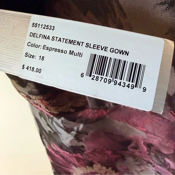 New KAY UNGER Purple Floral Jacquard Formal Black Tie Wedding Maxi Dress Size 18 - Picture 11 of 12